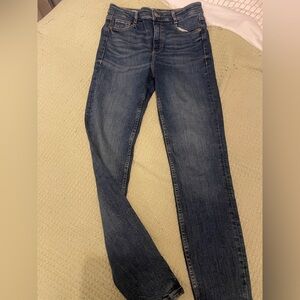 Zara Women's Straight Leg Jeans in Dark Blue